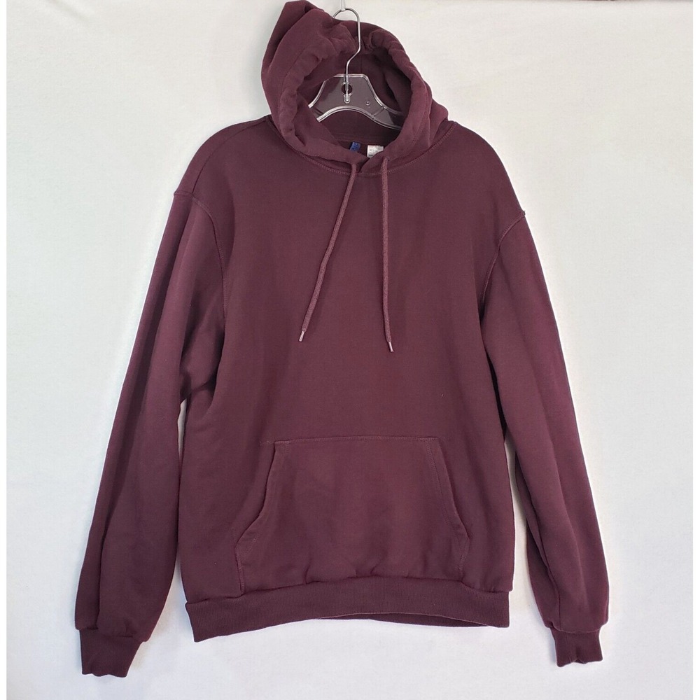 H&M Divided‎ Hoodie Mens Small Maroon Pullover Sweatshirt Drawstring Pockets Y2K